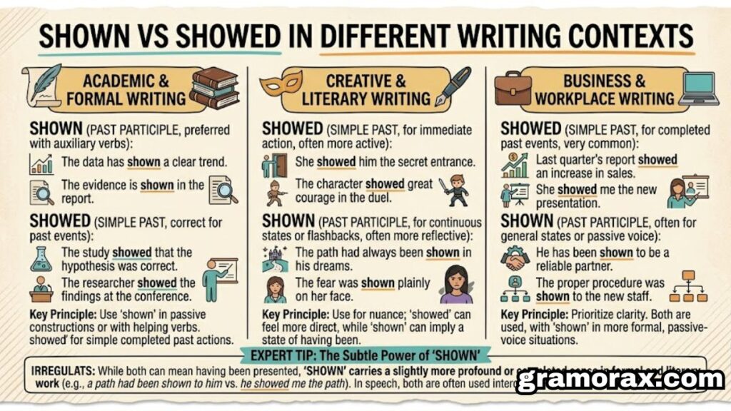 Shown vs Showed: The Complete Guide to Using These Two Forms Correctly ✨