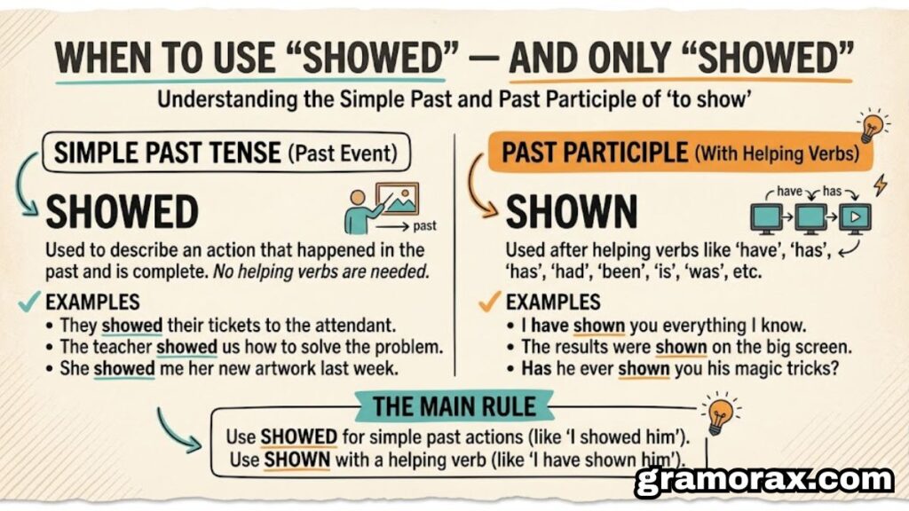 Shown vs Showed: The Complete Guide to Using These Two Forms Correctly ✨