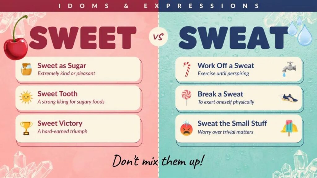 🌿 Sweet vs Sweat — The Complete Guide to Understanding Sweet vs Sweat in English

