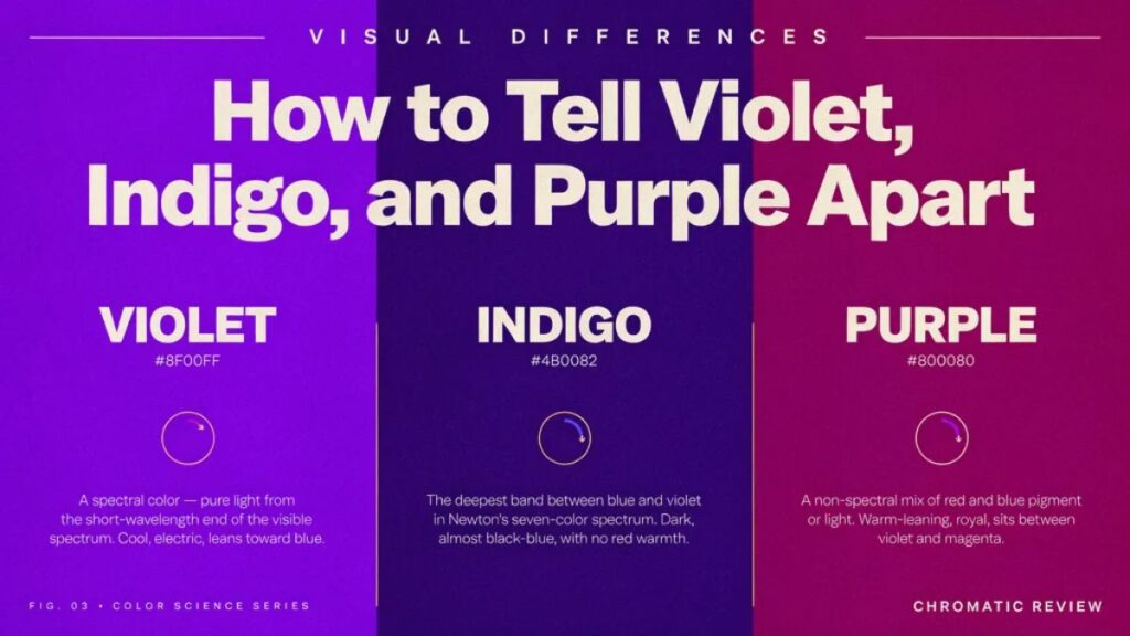 Violet vs Indigo vs Purple 🌈 — The Complete Guide to Understanding These Confusing Colors