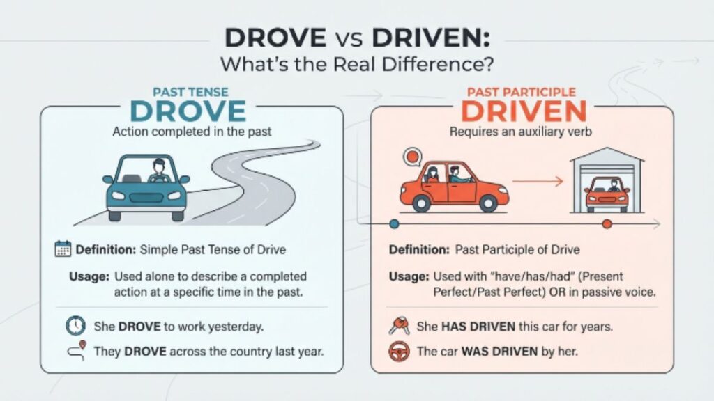 🚗 Drove vs Driven: The Ultimate Guide to Using These Words Correctly


