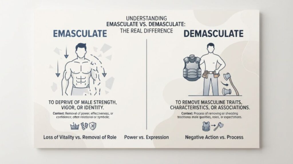 Emasculate vs. Demasculate: What They Really Mean (And Why People Confuse Them) 🌱⚡


